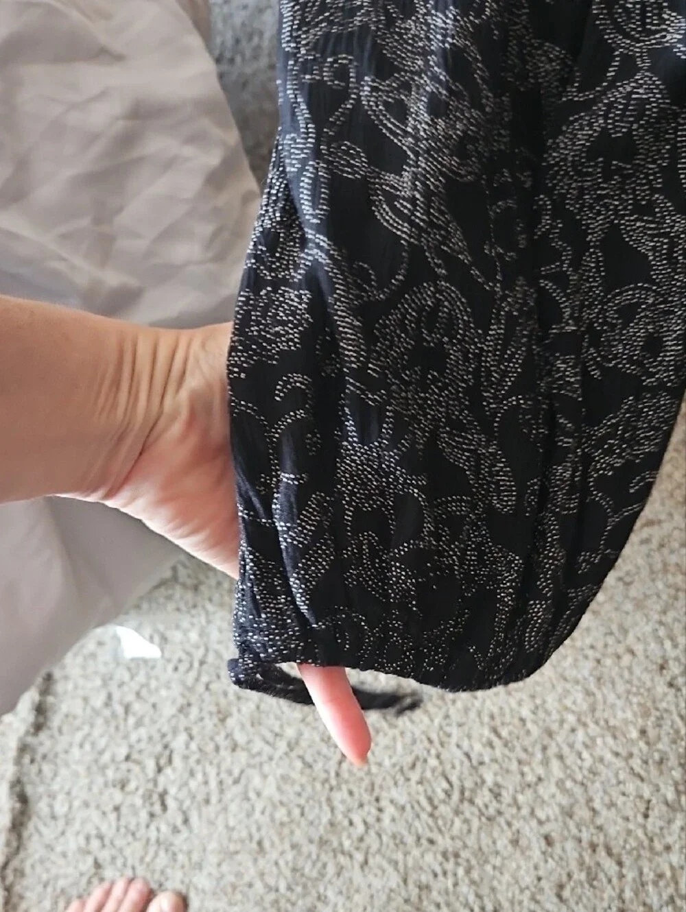 Universal Thread Black Jumpsuit with White Floral Print